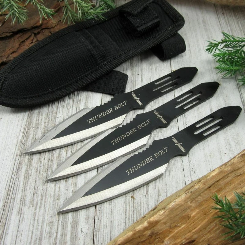 M4503 Lot De 3 Couteaux De Lancer Perfect Point Throwing Black Acier Inox Etui Nylon – Image 7