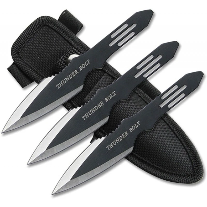 M4503 Lot De 3 Couteaux De Lancer Perfect Point Throwing Black Acier Inox Etui Nylon – Image 10
