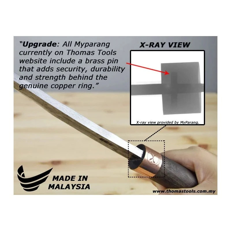 Machette My Parang Bentong 12" Carbone 5160 Manche Bois Etui Nylon Made In Malaysia MYPBNTG12 – Image 7