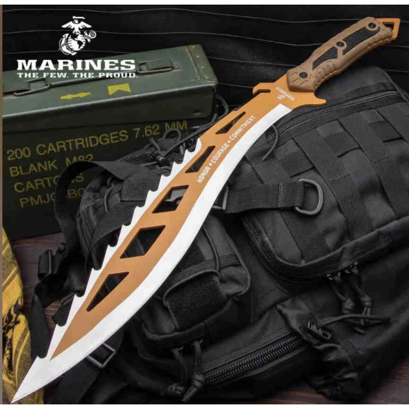 Machette USMC Desert Ops Sawback Kukri Lame Acier Inox Manche ABS Etui Nylon UC3506 – Image 5