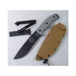 RC6S Couteau Eee Model 6 Lame Acier Carbone 1095 Serr Manche Micarta Etui Coyote Molted Made USA - LIVRAISON GRATUITE