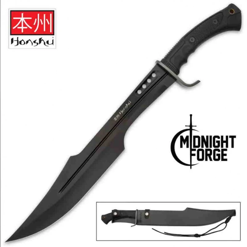 Sabre Honshu Spartan Sword Black United Cutlery Lame Acier 7Cr13 Manche TPR Etui Cuir UC3345B – Image 5