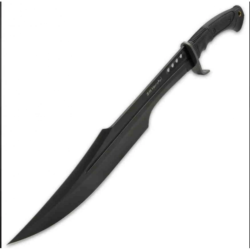 Sabre Honshu Spartan Sword Black United Cutlery Lame Acier 7Cr13 Manche TPR Etui Cuir UC3345B