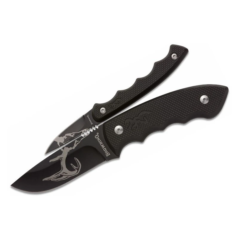 Set De 2 Couteaux Browning Primal Set Combo Lame Acier 9Cr Manche Polymer Etui Nylon BR0302