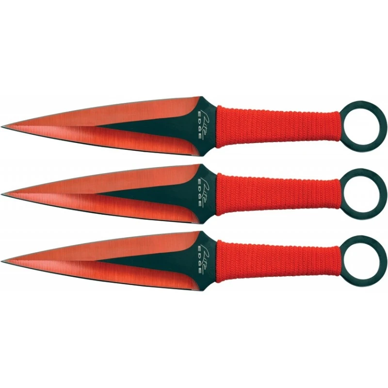 Set De 6 Couteaux De Lancer Kunai Thrower Set Red Acier Inox Etui Nylon CN211537RDX2 – Image 2